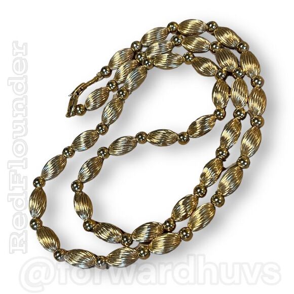 Vintage 1980s Napier Necklace | Gold Tone & Spacer Beads - Picture 7 of 9